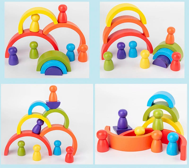 Wooden Rainbow Stacker – Creative Balance Toy