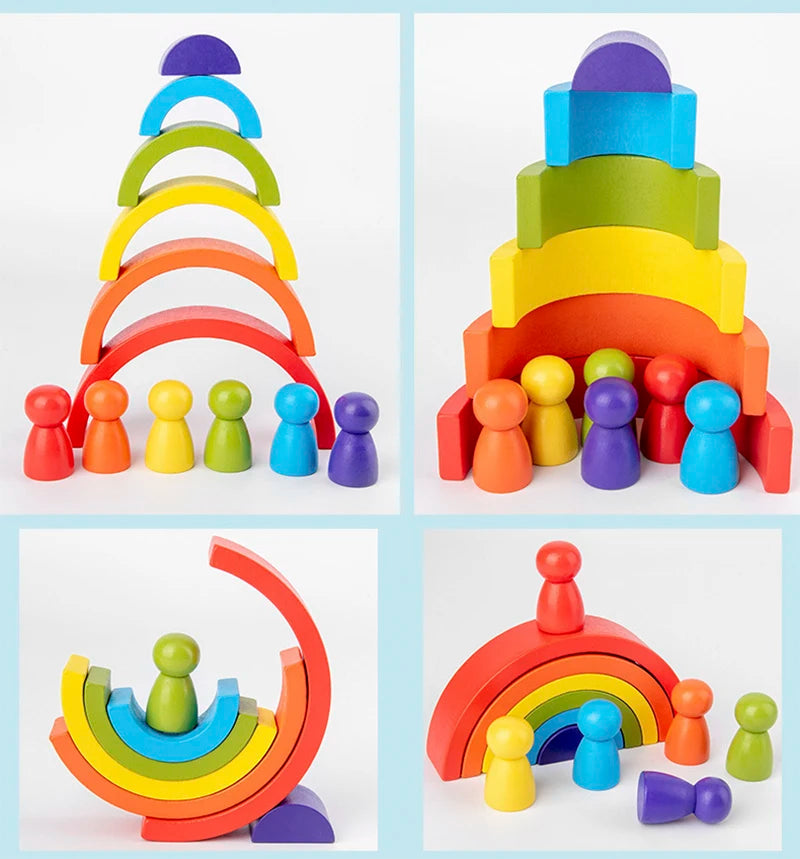 Wooden Rainbow Stacker – Creative Balance Toy