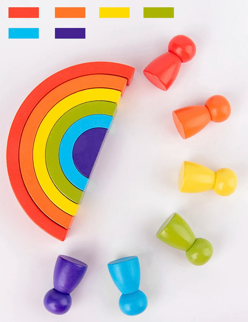 Wooden Rainbow Stacker – Creative Balance Toy