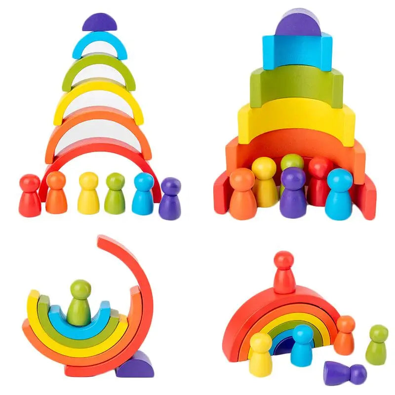Wooden Rainbow Stacker – Creative Balance Toy