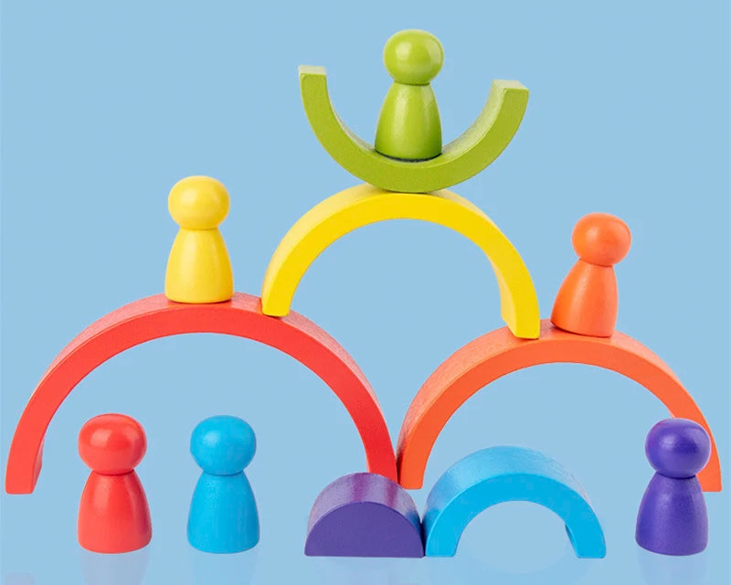 Wooden Rainbow Stacker – Creative Balance Toy