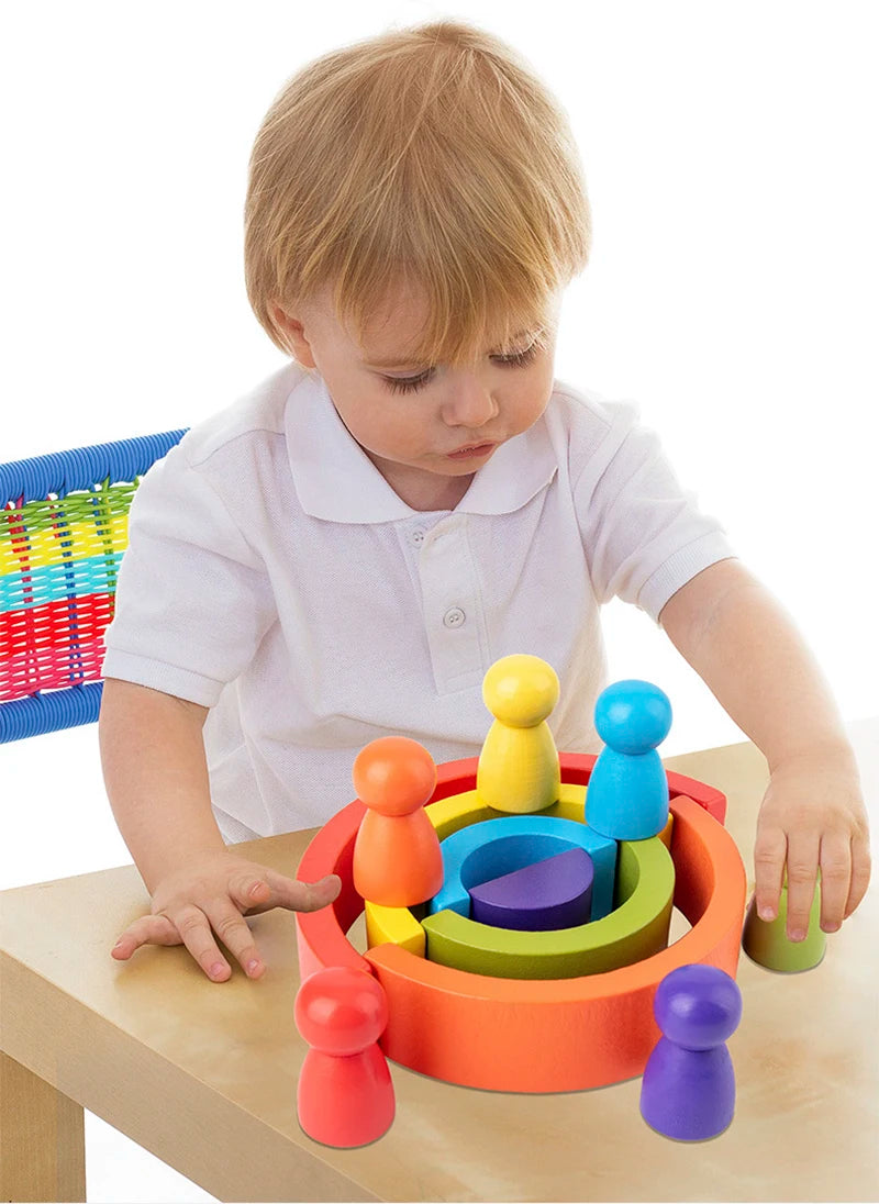 Wooden Rainbow Stacker – Creative Balance Toy