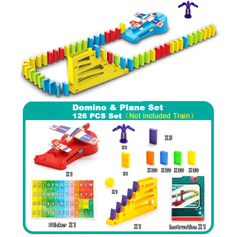Automatic Domino Train - Colorful Building Set with Lights & Sound