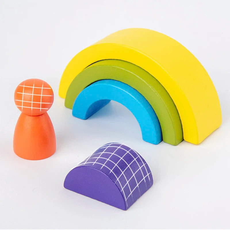 Wooden Rainbow Stacker – Creative Balance Toy
