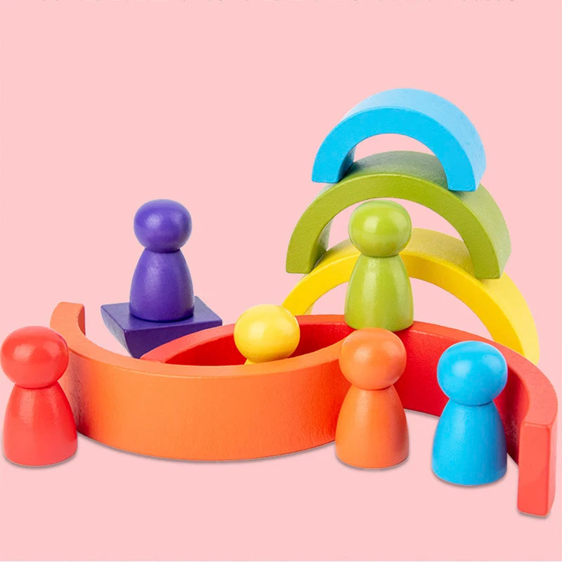 Wooden Rainbow Stacker – Creative Balance Toy