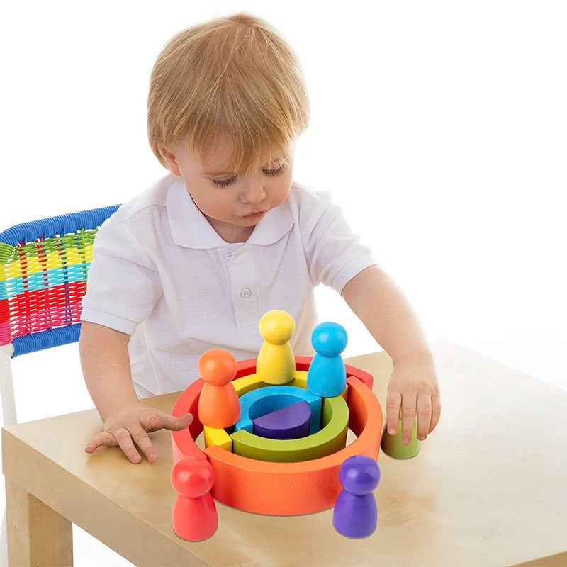 Wooden Rainbow Stacker – Creative Balance Toy