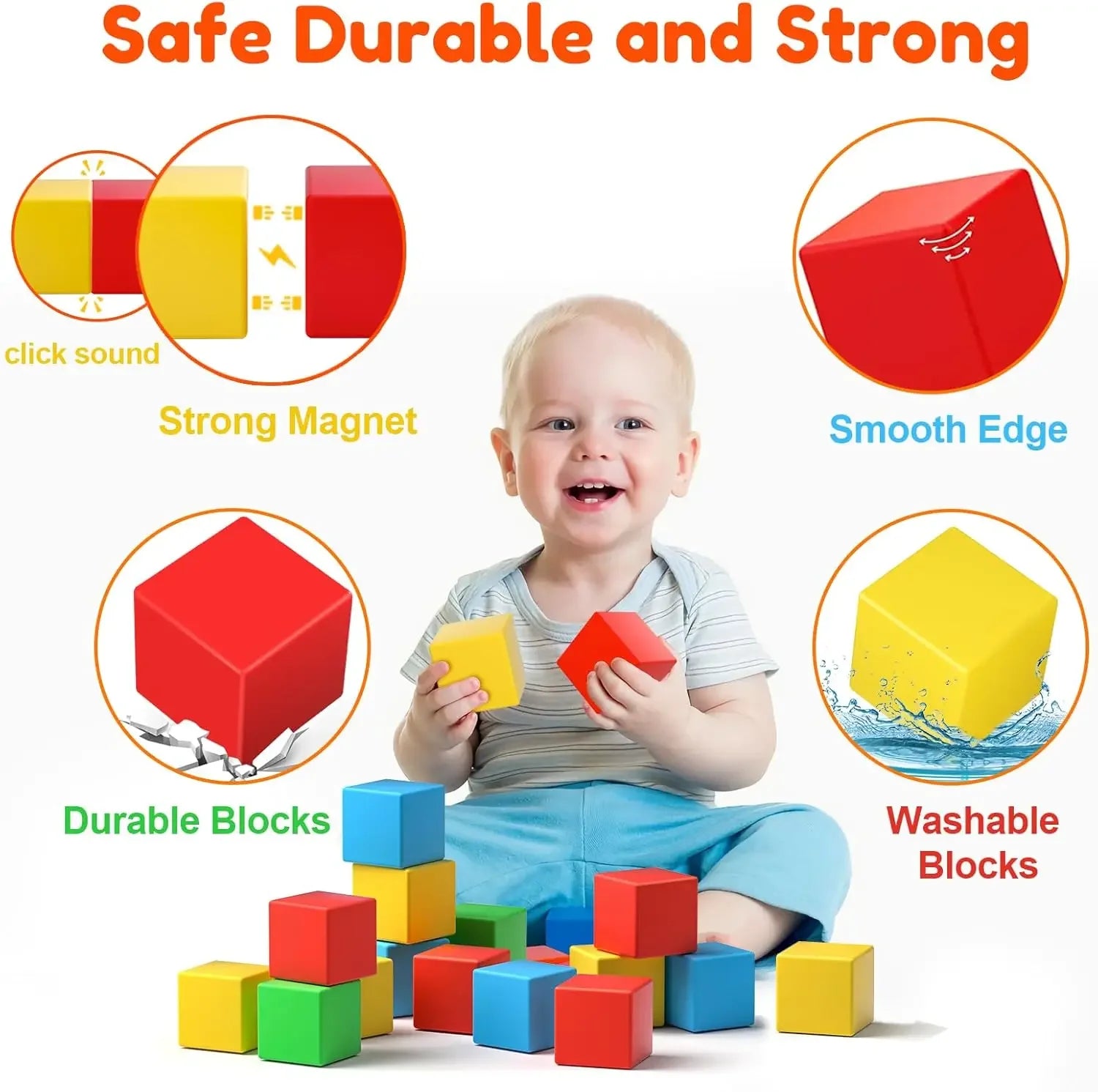 Mini Magnetic Building Tiles - 1.42" STEM Learning Blocks