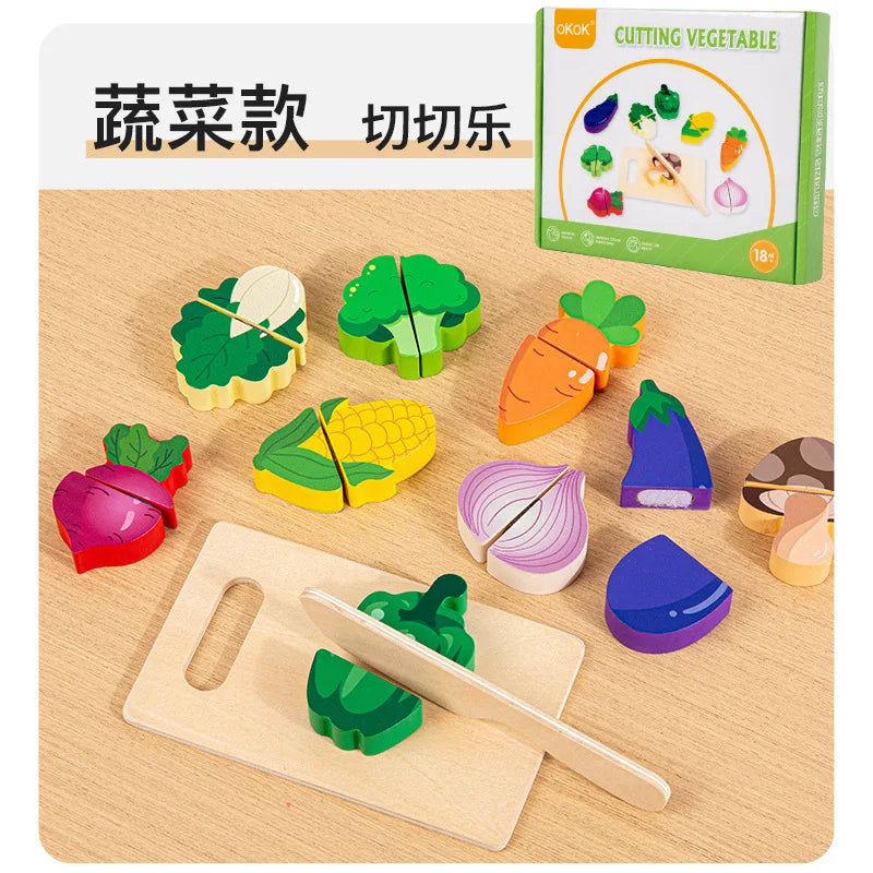 Wooden Pretend Play - Cutting Fruits & Vegetables Set