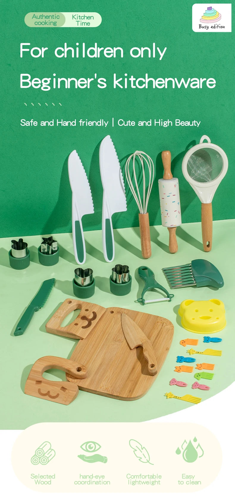 Little Chef's Wooden Kitchen & Baking Set – Cooking Tools for Kids