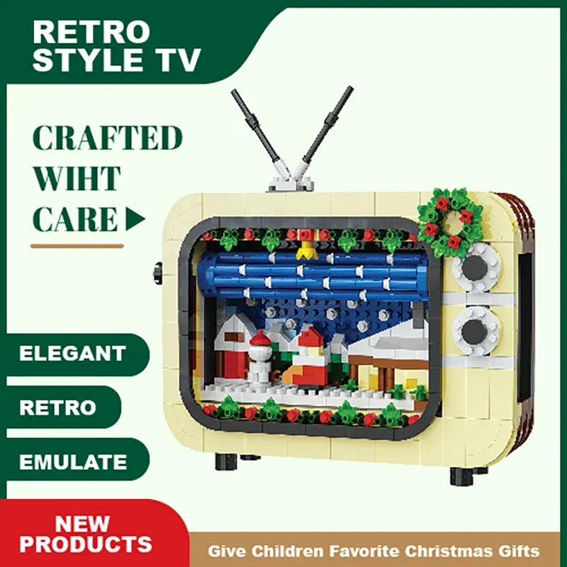 Retro Christmas TV Building Blocks