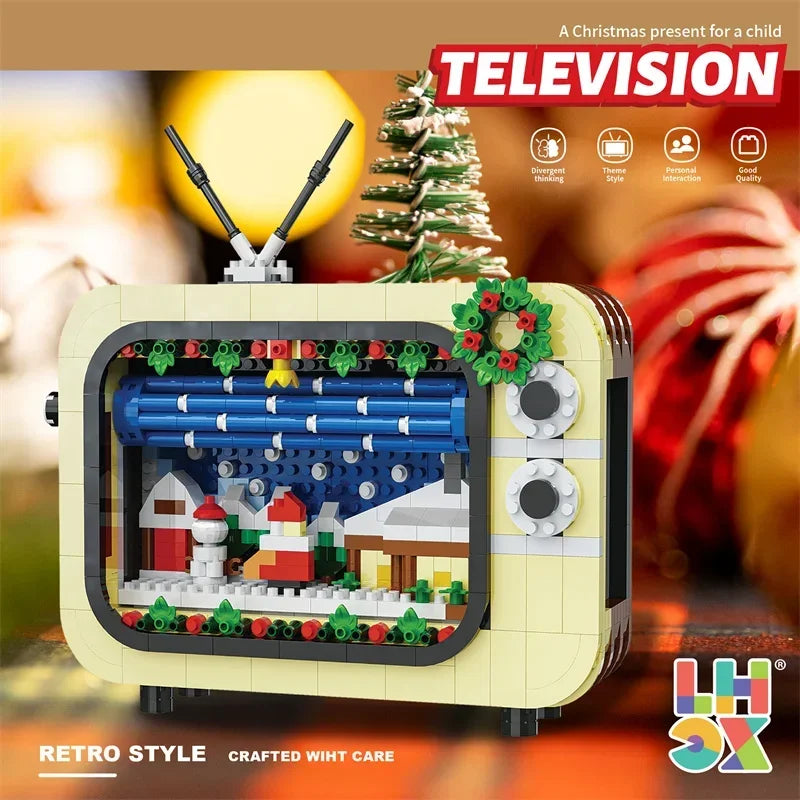 Retro Christmas TV Building Blocks