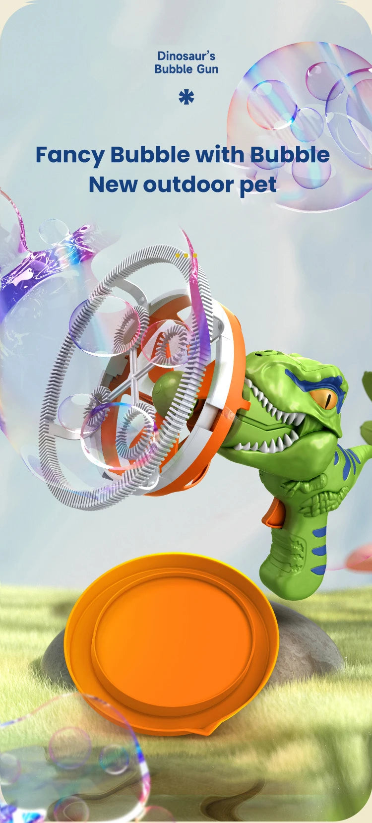 Dinosaur Bubble Gun – Electric Automatic Bubble Blaster for Kids