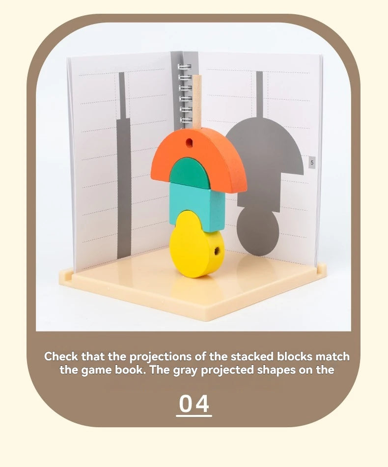 3D Shadow Puzzle Building Blocks - Wooden Projection Game
