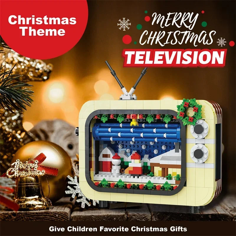 Retro Christmas TV Building Blocks