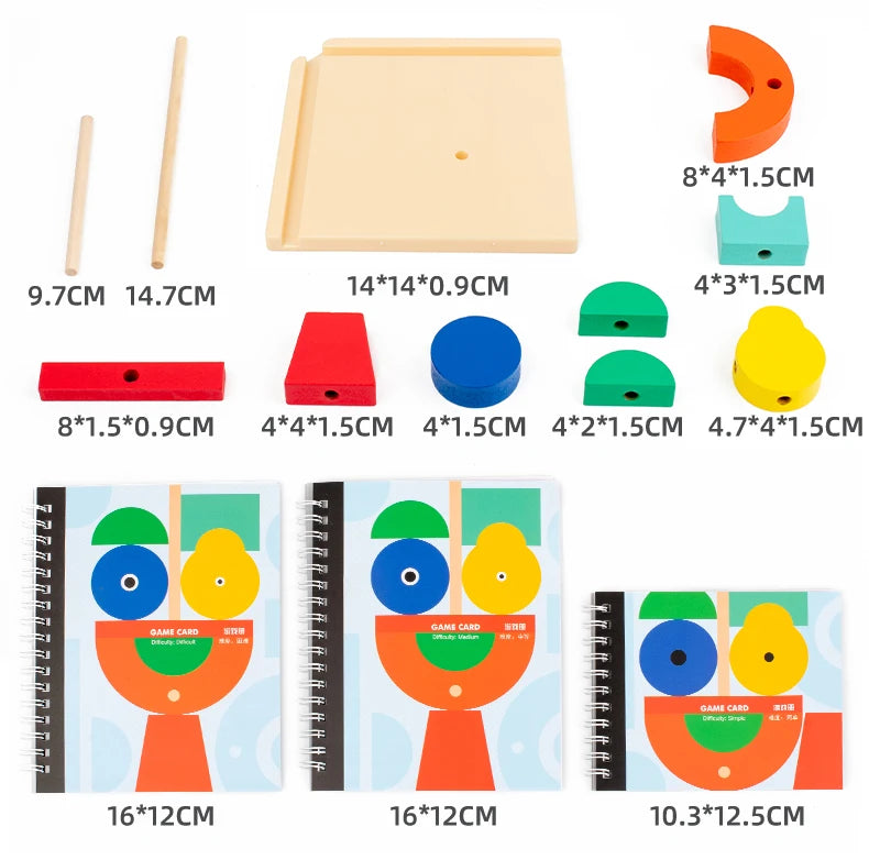 3D Shadow Puzzle Building Blocks - Wooden Projection Game