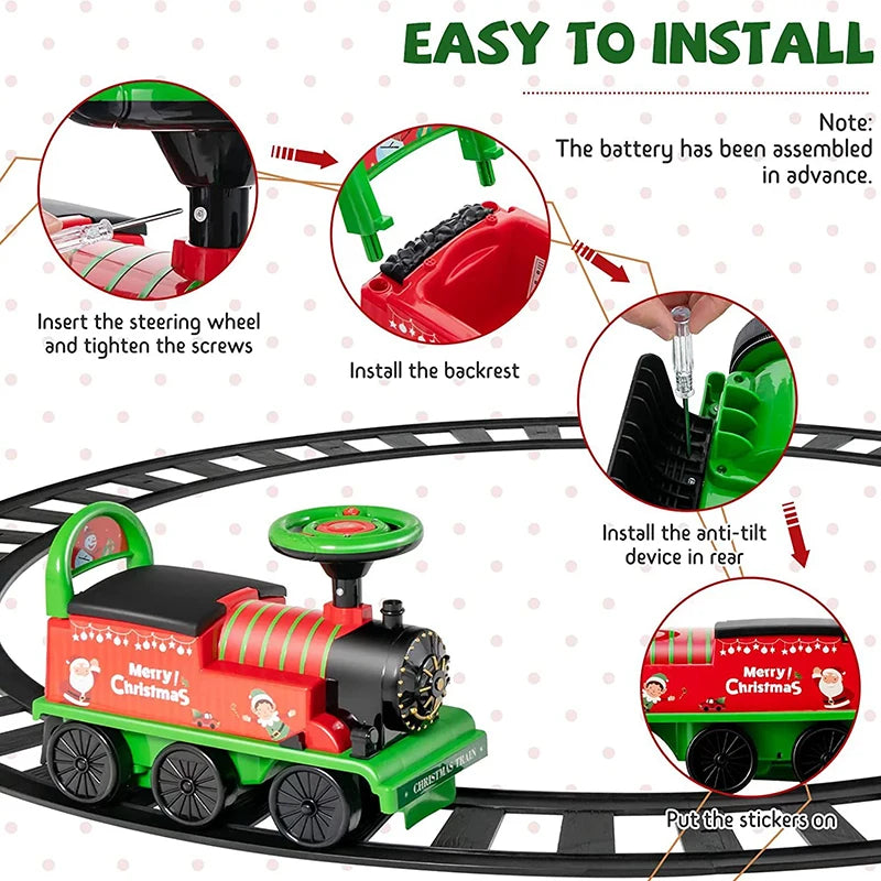 Christmas Ride-On Train with Track - Musical Light-Up Gift