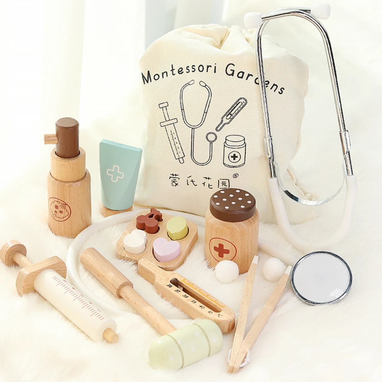Wooden Doctor's Medical Kit - Pretend Play Set