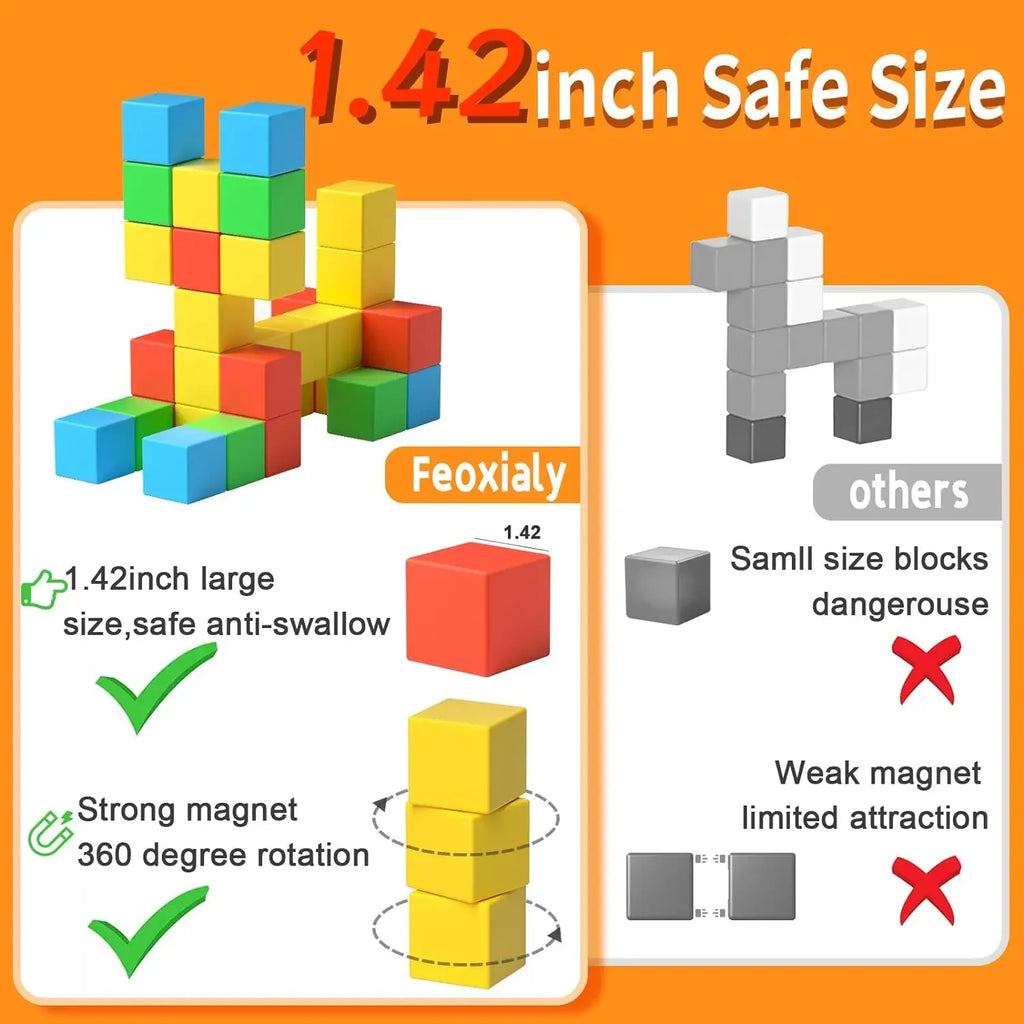 Mini Magnetic Building Tiles - 1.42" STEM Learning Blocks