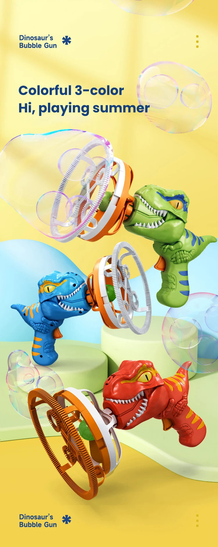 Dinosaur Bubble Gun – Electric Automatic Bubble Blaster for Kids