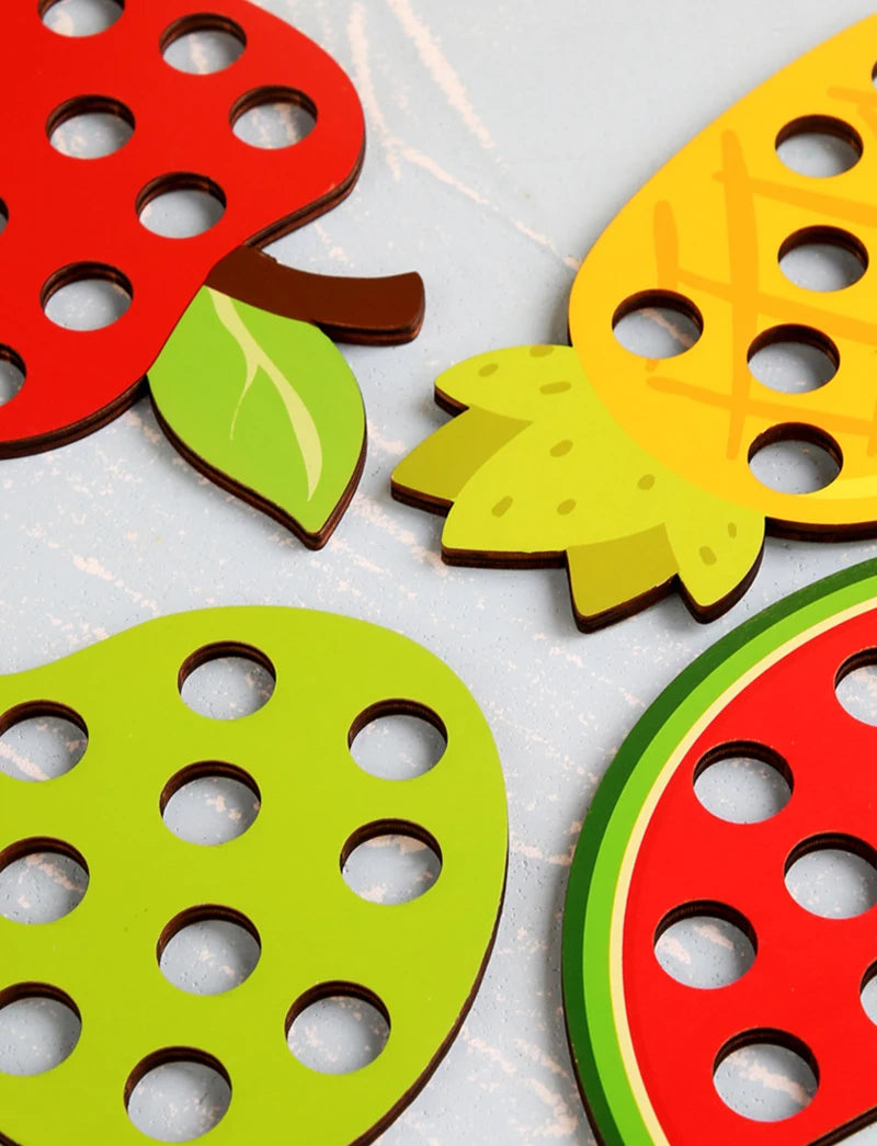 Wooden Fruit Lacing Toy