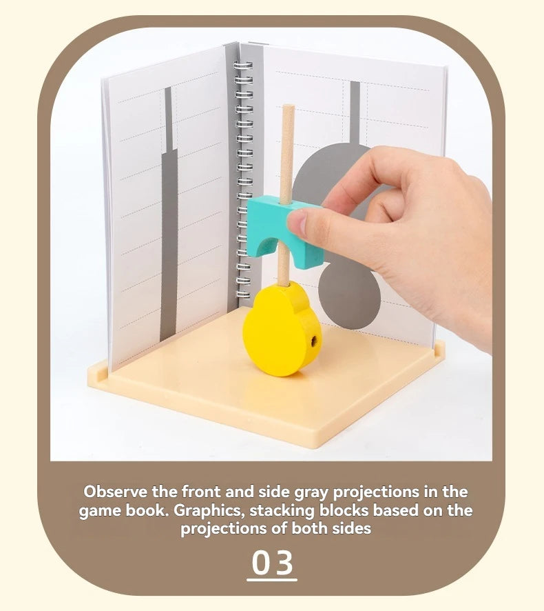 3D Shadow Puzzle Building Blocks - Wooden Projection Game