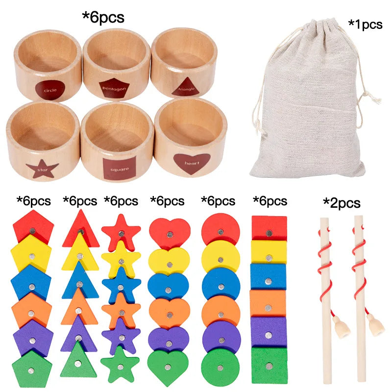 Wooden Magnetic Shape Sorting & Fishing Game – Multi-Sensory Learning Toy