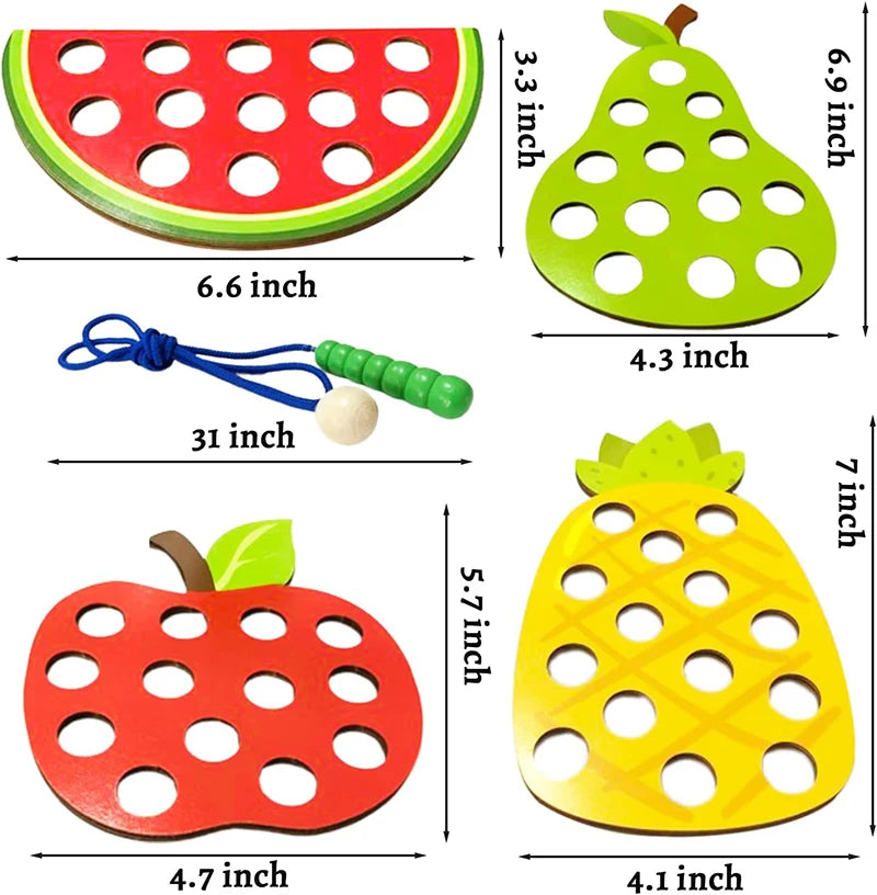 Wooden Fruit Lacing Toy