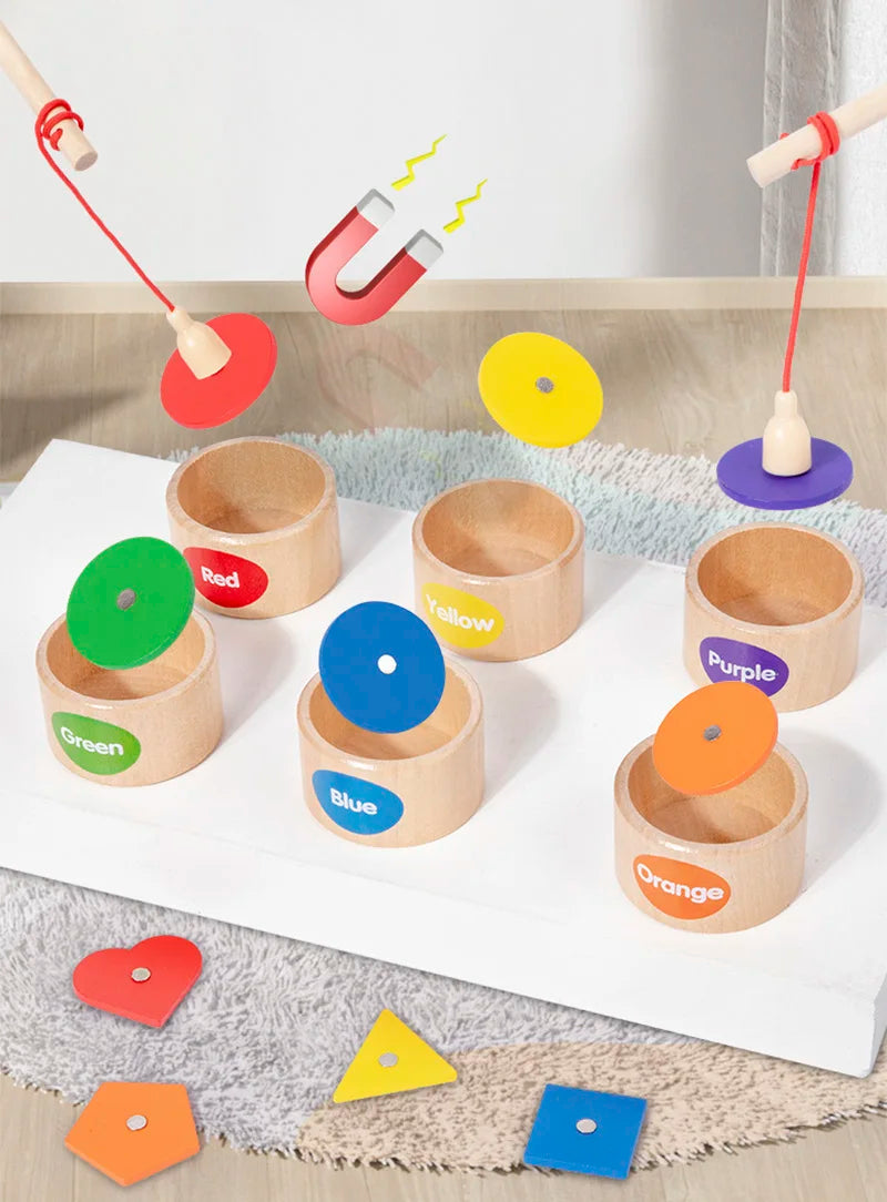Wooden Magnetic Shape Sorting & Fishing Game – Multi-Sensory Learning Toy