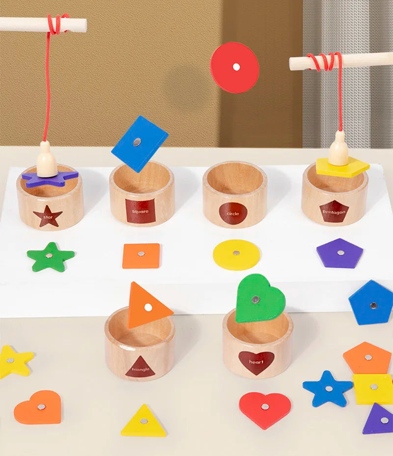 Wooden Magnetic Shape Sorting & Fishing Game – Multi-Sensory Learning Toy