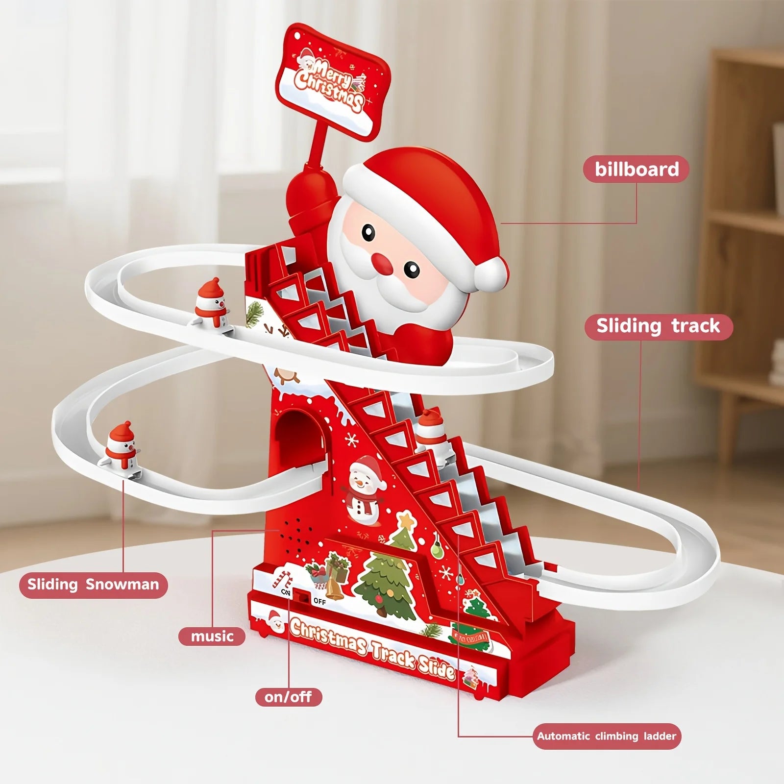 Santa Climbing Stairs Toy - Festive Christmas Decoration