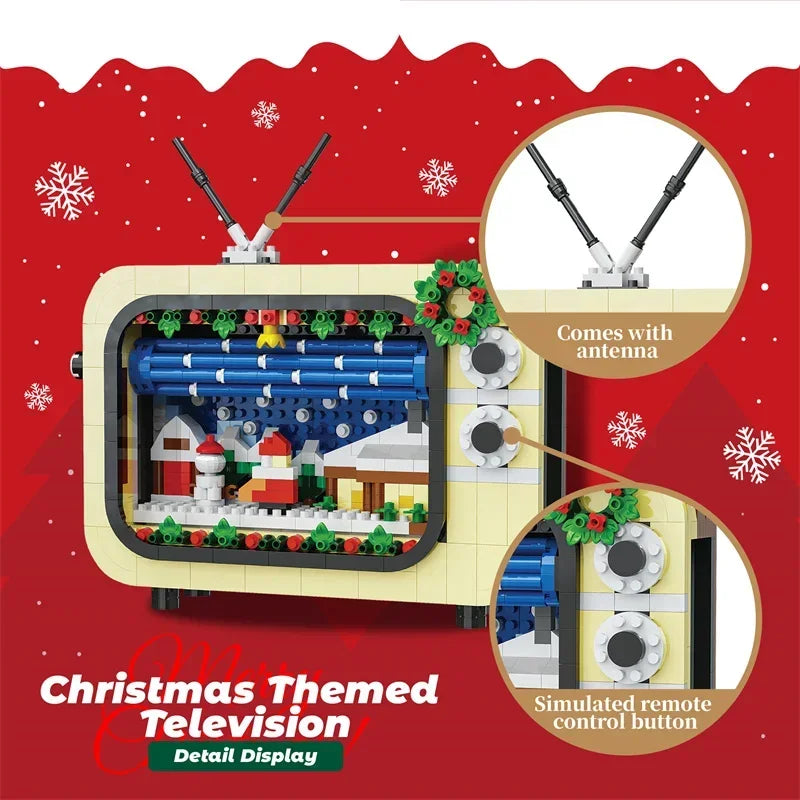 Retro Christmas TV Building Blocks