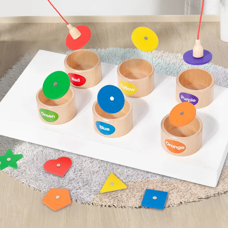 Wooden Magnetic Shape Sorting & Fishing Game – Multi-Sensory Learning Toy