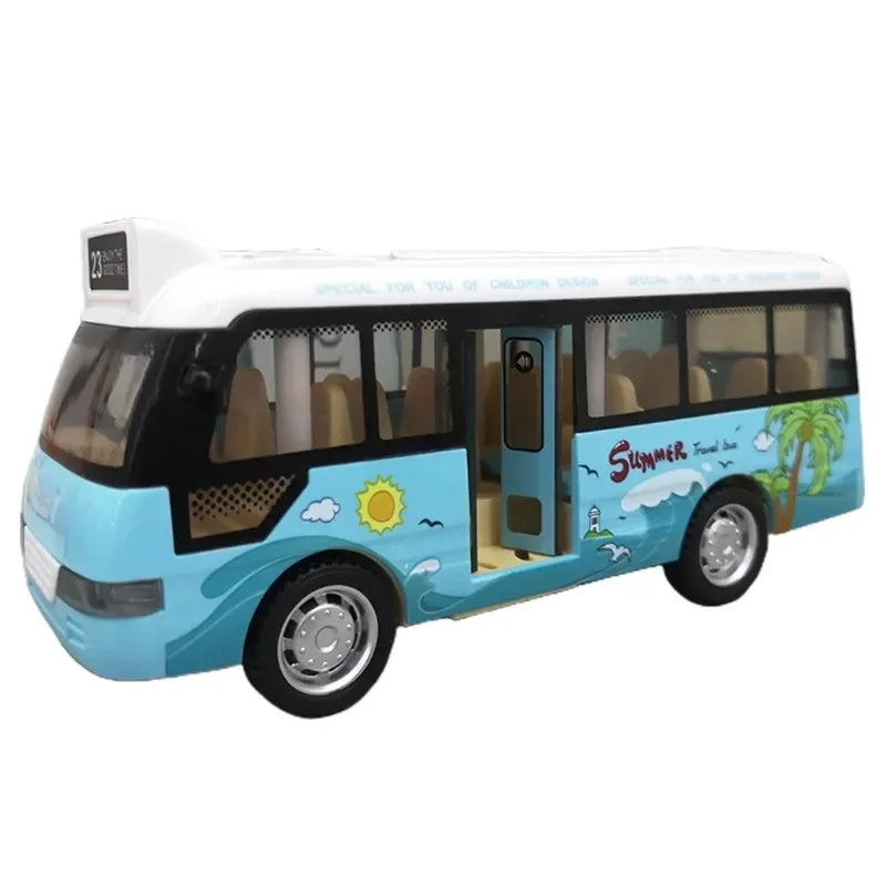 Interactive City Bus Toy with Lights & Sounds - Pull-Back Vehicle for Toddlers
