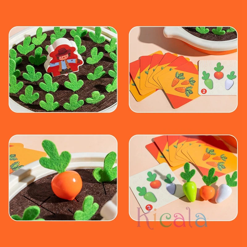 Pull & Learn Carrot Sorting Toy – Montessori Counting Game