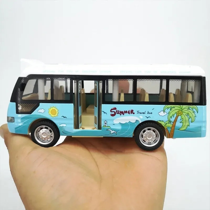 Interactive City Bus Toy with Lights & Sounds - Pull-Back Vehicle for Toddlers