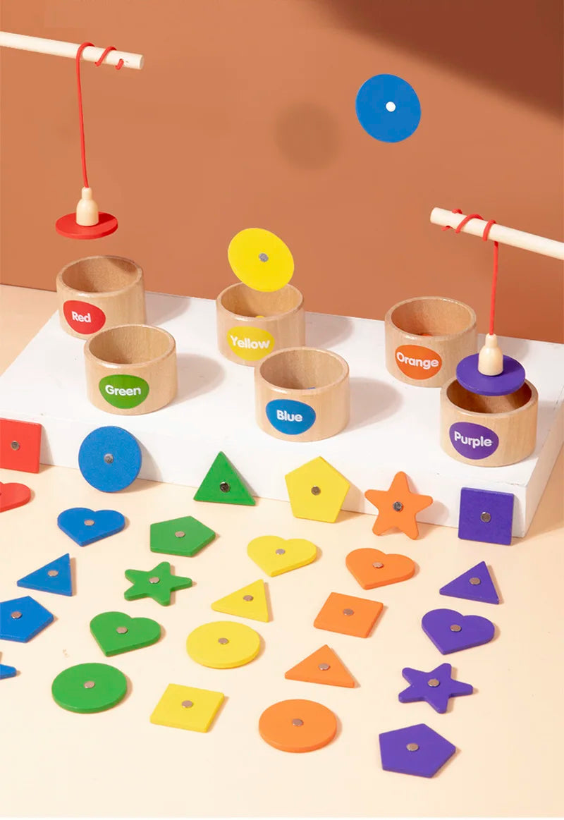Wooden Magnetic Shape Sorting & Fishing Game – Multi-Sensory Learning Toy