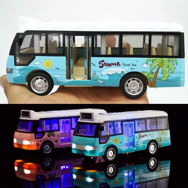 Interactive City Bus Toy with Lights & Sounds - Pull-Back Vehicle for Toddlers