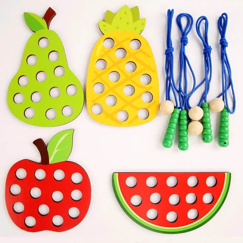 Wooden Fruit Lacing Toy