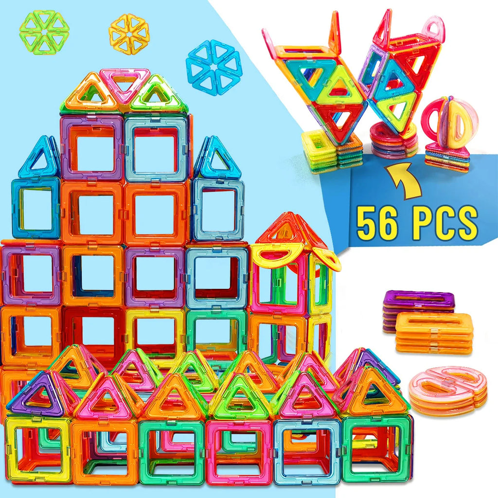 Medium Magnetic Building Blocks - 60 Piece STEM Construction Set