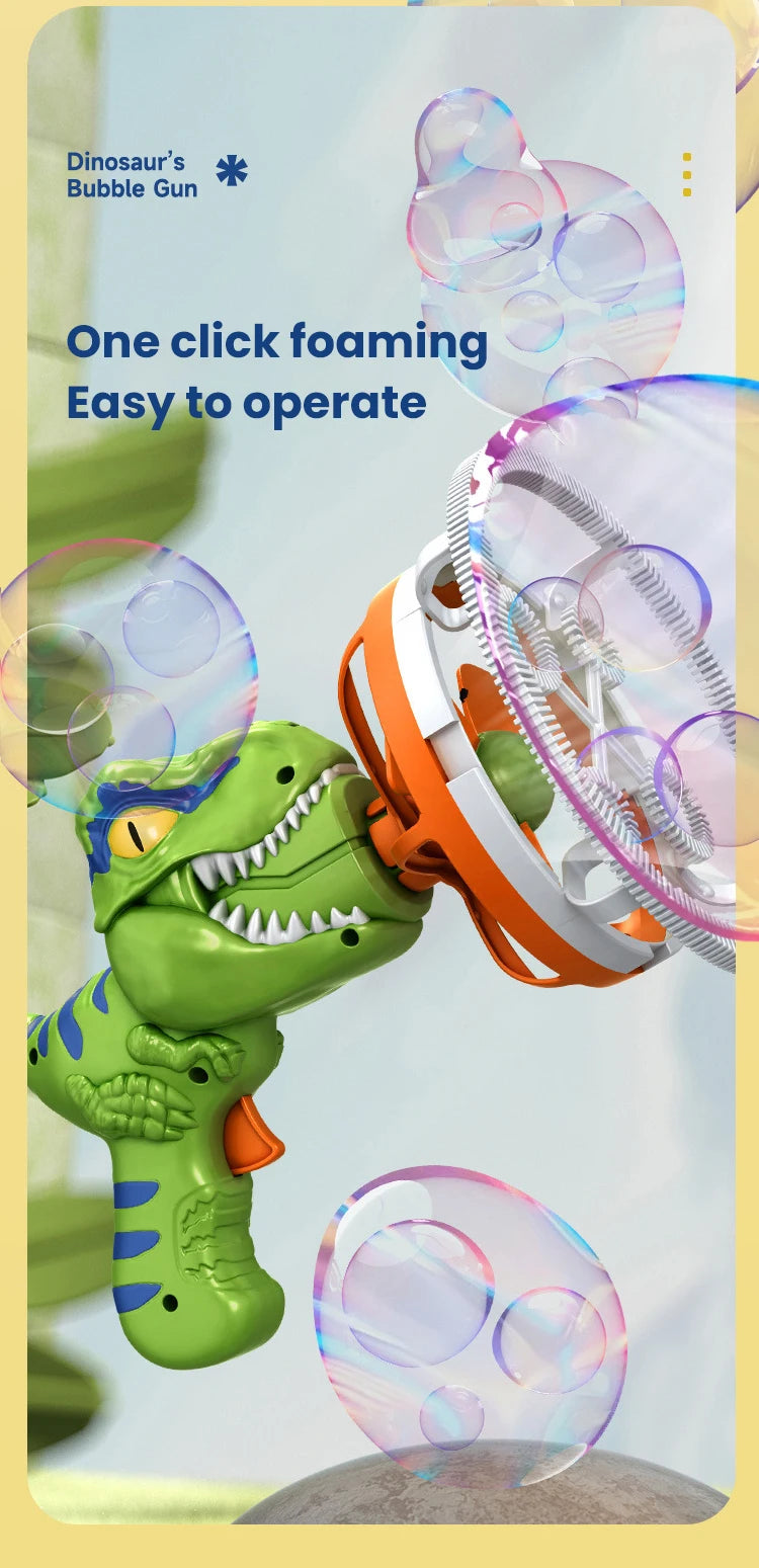 Dinosaur Bubble Gun – Electric Automatic Bubble Blaster for Kids
