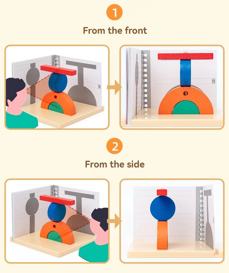 3D Shadow Puzzle Building Blocks - Wooden Projection Game