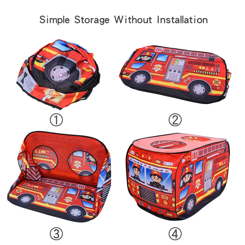 Fire Truck Play Tent with Sunroof