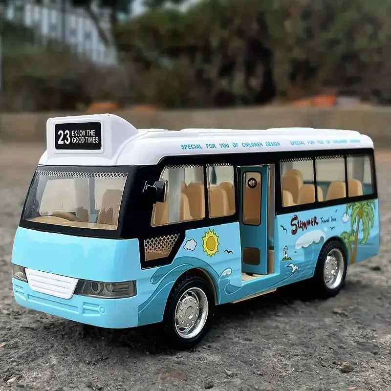 Interactive City Bus Toy with Lights & Sounds - Pull-Back Vehicle for Toddlers