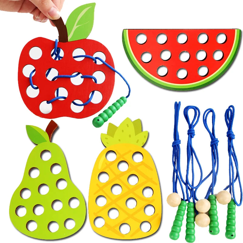 Wooden Fruit Lacing Toy