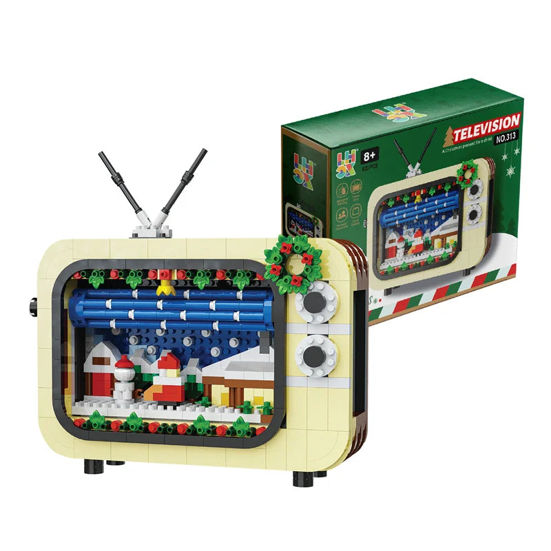 Retro Christmas TV Building Blocks