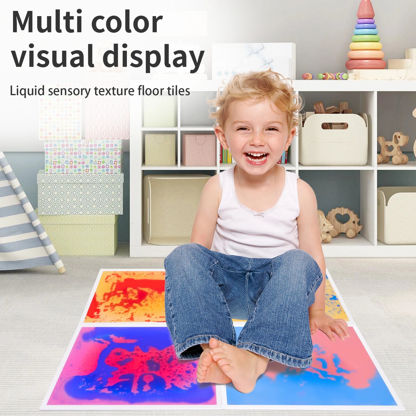 4PCS Floor Tiles for Kids - Sensory Room Calming Floor Mats