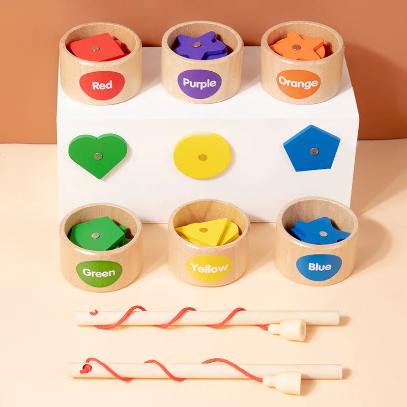 Wooden Magnetic Shape Sorting & Fishing Game – Multi-Sensory Learning Toy