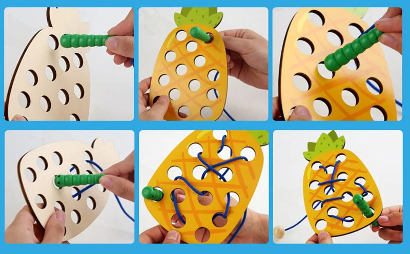 Wooden Fruit Lacing Toy