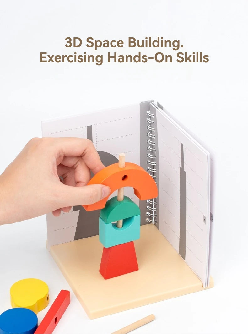 3D Shadow Puzzle Building Blocks - Wooden Projection Game