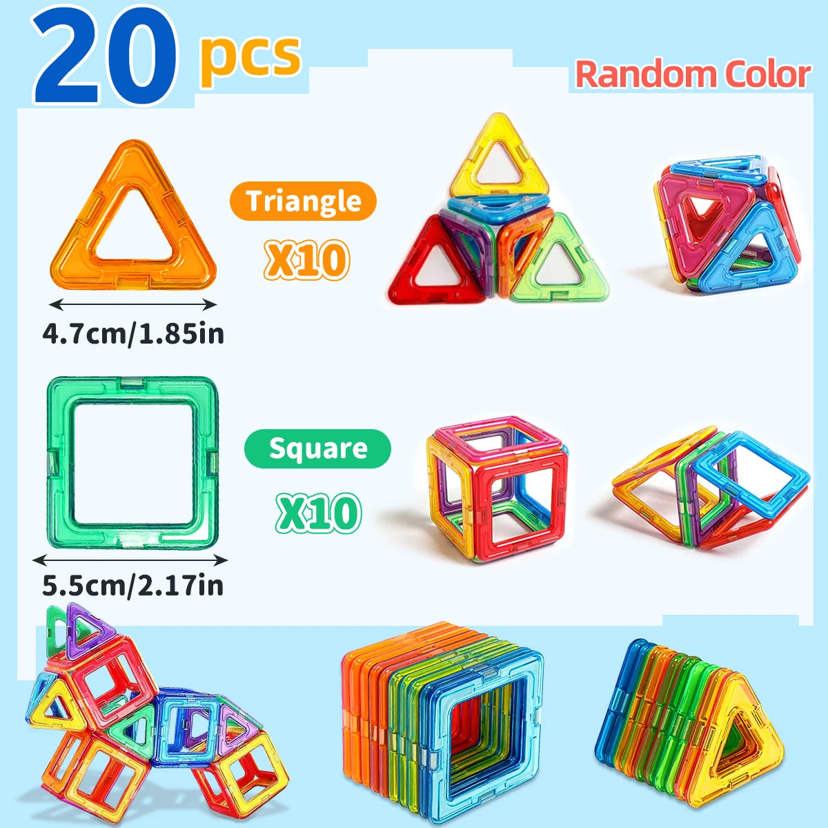 Medium Magnetic Building Blocks - 60 Piece STEM Construction Set